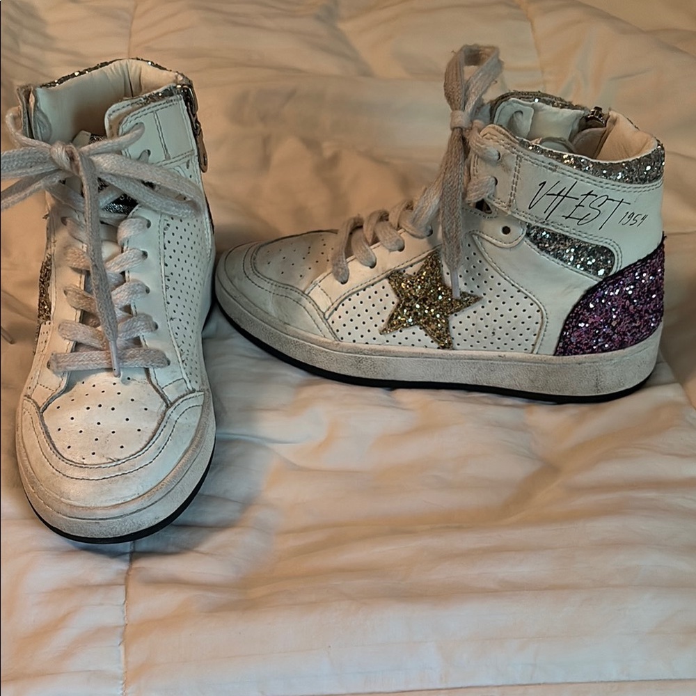 Vintage Havana girls Stylish Kids High-Top Sneakers with Glitter Accents